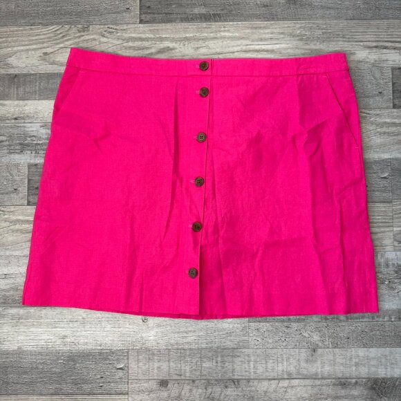 J. Crew NWT Linen Blend Pink Button Front Skirt O14 - Picture 1 of 5